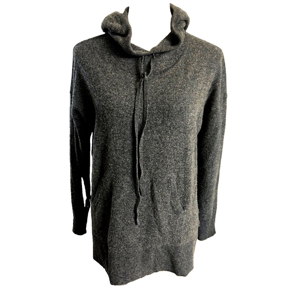 Banana Republic Tunic Hoodie Womens M  Cashmere Merino Wool Gray Pullover